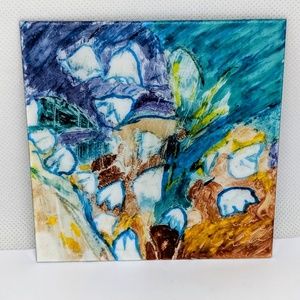 Abstract Flower Vitreous Enamel Painting 4x4